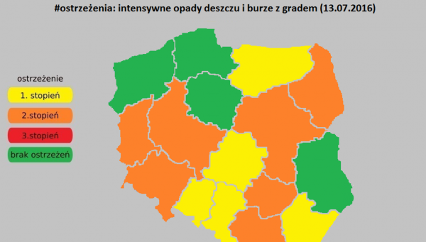 Intensywne opady deszczu i burze z gradem